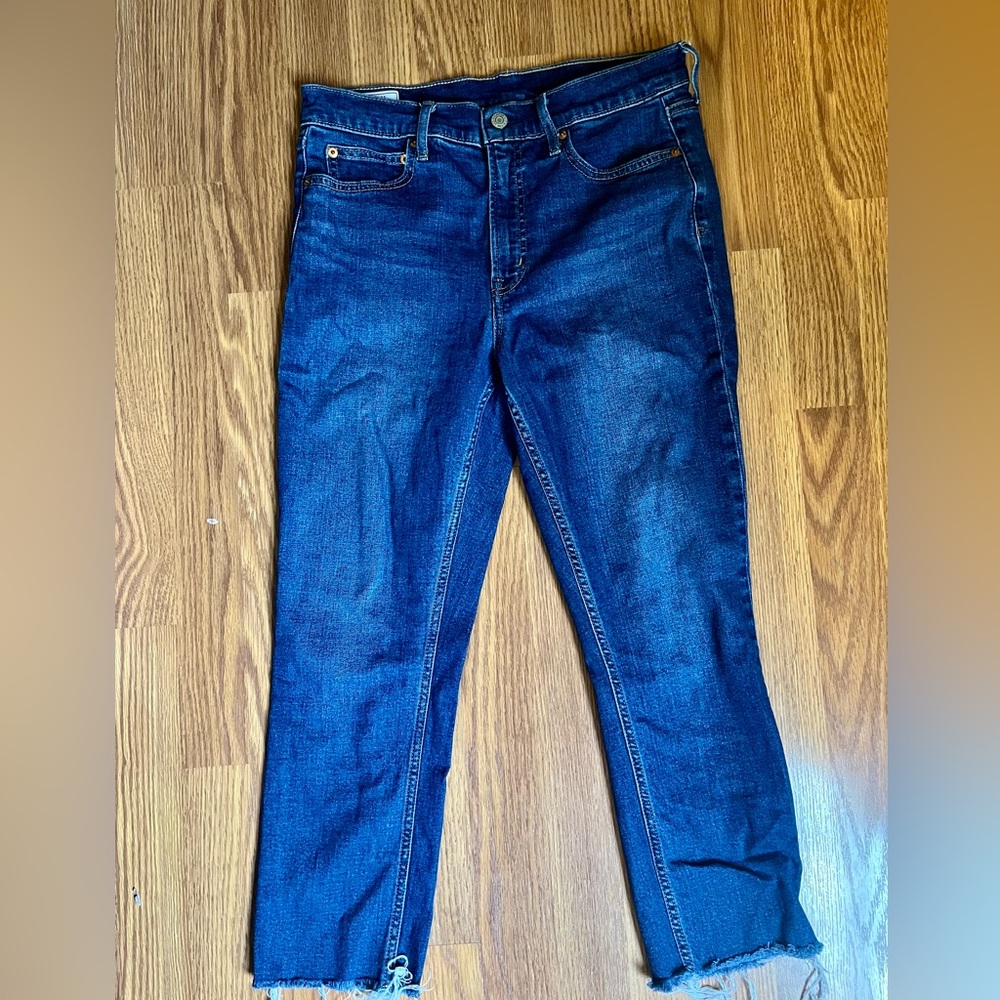 GAP Petite Blue Denim Cut Off Jeans